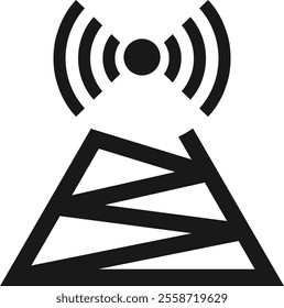 Signal Tower Icon Isolated Vector with White Background. Icon Set Suitable for Web design, Logo App and Sign Traffic