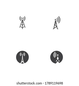 Signal Tower Icon Logo Template Illustration Design