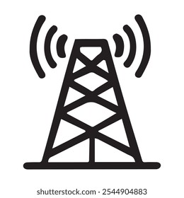 Signal Tower Icon, Minimalist signal tower icon representing communication and connectivity. Suitable for telecommunications, technology, and navigation themes.