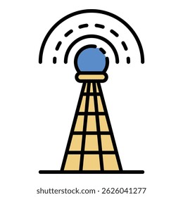 Symbol des Signalturms. Umrisssignal Tower, Vektorsymbol, Farbe, flach, isoliert