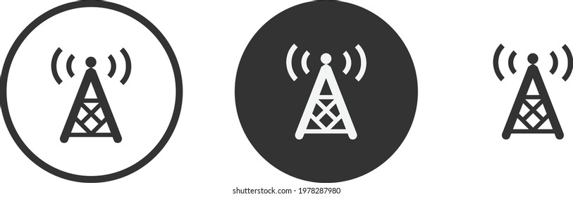 Signal tower icon set. Collection of high quality black outline logo for web site design and mobile dark mode apps. Vector illustration on white background 