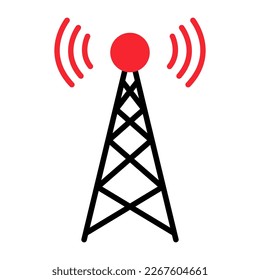 Icono de torre de señal, señal de red de tecnología inalámbrica, ilustración de vector de onda de antena .