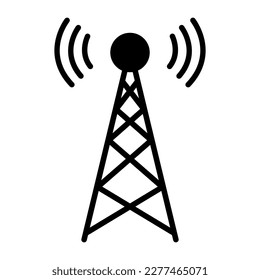 Icono de torre de señal, señal de red de tecnología inalámbrica, ilustración de vector de onda de antena .