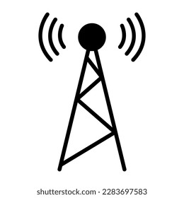 Icono de torre de señal, señal de red de tecnología inalámbrica, ilustración de vector de onda de antena .