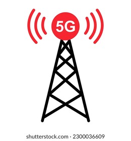Icono de torre de señal, señal de red de tecnología inalámbrica, ilustración de vector de onda de antena .