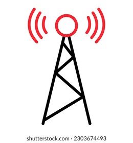 Icono de torre de señal, señal de red de tecnología inalámbrica, ilustración de vector de onda de antena .
