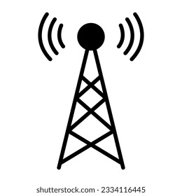 Signal tower icon, wireless technology network sign, antenna wave radio vector illustration .