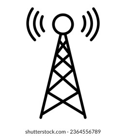 Signal tower icon, wireless technology network sign, antenna wave radio vector illustration .