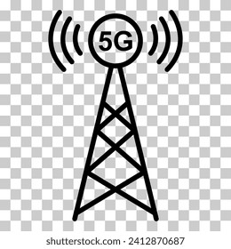 Signal tower icon, wireless technology network sign, antenna wave radio vector illustration .