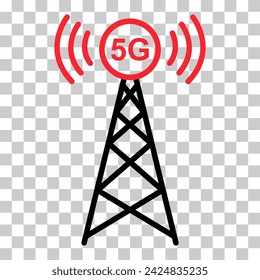 Signalturm-Symbol, drahtlose Technologie Netzwerk-Zeichen, Antennenwellen-Radio-Vektor-Illustration .