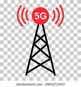 Signal tower icon, wireless technology network sign, antenna wave radio vector illustration .