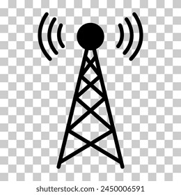 Icono de torre de señal, señal de red de tecnología inalámbrica, Ilustración vectorial de radio de onda de antena .