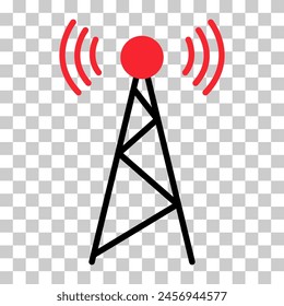 Icono de torre de señal, señal de red de tecnología inalámbrica, Ilustración vectorial de radio de onda de antena .