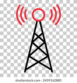Icono de torre de señal, señal de red de tecnología inalámbrica, Ilustración vectorial de radio de onda de antena .