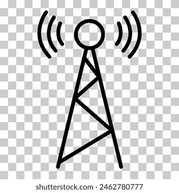 Signal tower icon, wireless technology network sign, antenna wave radio vector illustration .