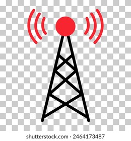 Signal tower icon, wireless technology network sign, antenna wave radio vector illustration .