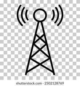 Icono de la torre de señal, señal de red de tecnología inalámbrica, Ilustración vectorial de radio de onda de antena .