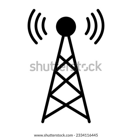 Signal tower icon, wireless technology network sign, antenna wave radio vector illustration .