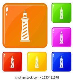 Signal tower icons set collection vector 6 color isolated on white background