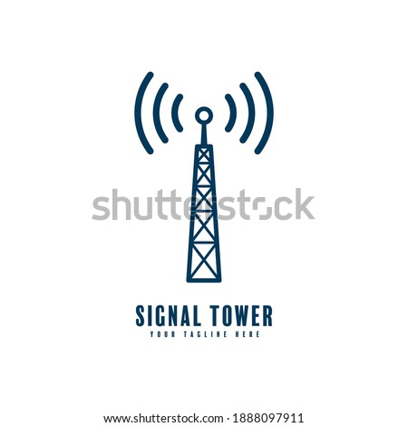 signal tower logo vector design silhouette isolated on white background