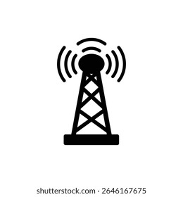Torre de sinal com várias antenas e linhas de comunicação