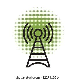 signal tower over green dot pattern vector drawing