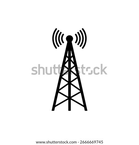 Signal tower silhouette icon vector flat design.