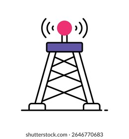 Signal Tower Vector Filled outline illustration style icon. EPS 10 file