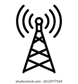 Signal Tower Vector Line Icon Design