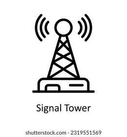 Signal Tower  Vector  outline Icon Design illustration. Network and communication Symbol on White background EPS 10 File
