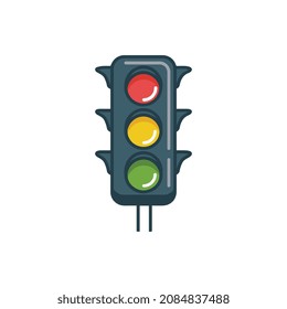 Signal traffic light on road, stoplight. Direction, control, regulation transport and pedestrian. Vector illustration