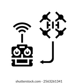 signal transmission aerial vehicle glyph icon vector. signal transmission aerial vehicle sign. isolated symbol illustration