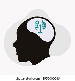 Signal transmission in head icon graphic design vector illustration