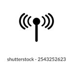 Signal transmission icon. Antenna or broadcasting tower and signal waves. Vector Illustration