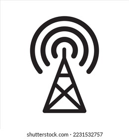 Signal transmission icon. Antenna or broadcasting tower and signal waves icon. Wi Fi signal icon