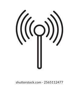 Signal transmission icon. Antenna or broadcasting tower and signal waves