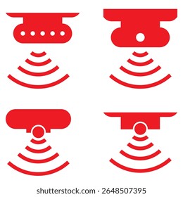 Signal transmission point icon. Source and signal waves. Vector Illustration