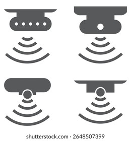 Signal transmission point icon. Source and signal waves. Vector Illustration