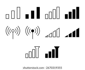Signal UI Icon Set Solid and Line Wireless Connection Vector Style Collection