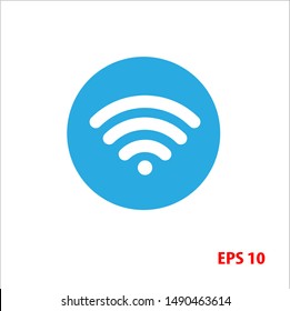 Signal vector icon with a blue circle