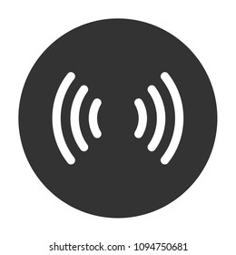 Signal vector icon. Broadcasting signal wave icon. Antenna frequency wave vector icon. Wifi sign. Vector flat sign. Grey background.