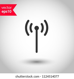 Signal vector icon. Broadcasting signal wave icon. Antenna frequency wave vector icon. Wifi sign. EPS 10 vector sign. Studio background.