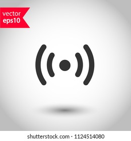 Signal vector icon. Broadcasting signal wave icon. Antenna frequency wave vector icon. Wifi sign. EPS 10 vector sign. Studio background.