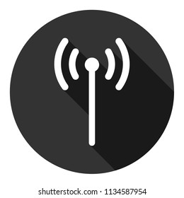Signal vector icon. Broadcasting signal wave icon. Antenna frequency wave vector icon. Wifi sign. Vector flat sign. Grey background with shadow.