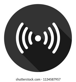 Signal vector icon. Broadcasting signal wave icon. Antenna frequency wave vector icon. Wifi sign. Vector flat sign. Grey background with shadow.