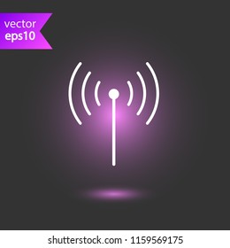 Signal vector icon. Broadcasting signal wave icon. Antenna frequency wave vector icon. Wifi sign. EPS 10 flat symbol