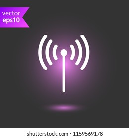 Signal vector icon. Broadcasting signal wave icon. Antenna frequency wave vector icon. Wifi sign. EPS 10 flat symbol