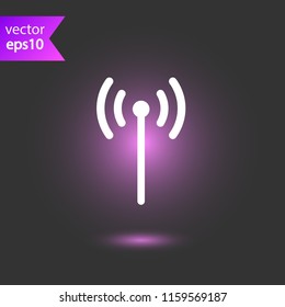 Signal vector icon. Broadcasting signal wave icon. Antenna frequency wave vector icon. Wifi sign. EPS 10 flat symbol