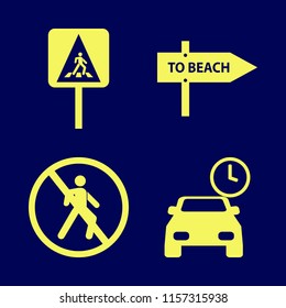 signal vector icons set. with beach direction, parking time, pedestrian sign and no pedestrian crossing in set