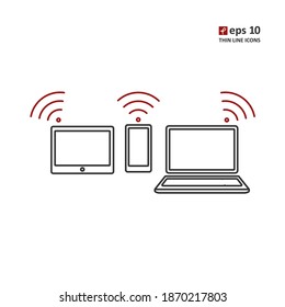 Signal - vector thin line icon on white background. Symbol for web, infographics, print design and mobile UX UI kit. Vector illustration, EPS10.